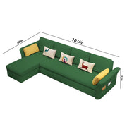 Ventos LHS 6 Seater L Shape Sofa Set for Living Room (Green) Premium Velvet Fabric