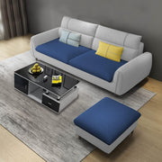 Francis 3 Seater Sofa with Ottoman Set for Living Room (Blue Grey Fabric) Premium Fabric Sofa