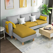Asser LHS 4 Seater L Shape Sofa Set for Living Room (Yellow Grey) Premium Fabric Sofa