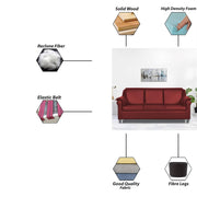 Scott 3 Seater Sofa Set for Living Room (Maroon Fabric) Premium Fabric Sofa