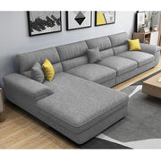 Anver 5 Seater L Shape Sofa Set for Living Room (Grey) Left Side