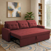 Treshta 3 Seater Pull-Out Premium Fabric Sofa Cum Bed Sofa Set for Living Room (Black Fabric Color) Premium Fabric Sofa Set for Living Room Sofa Cum Bed