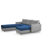Ashton RHS 4 Seater L Shape Sofa Set with Center Table for Living Room (Blue Grey Fabric) Premium Fabric Sofa