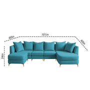 Zoe 8 Seater U Shape Sofa Set for Living Room (Black Grey Colour) Premium Fabric Sofa Set Living Room