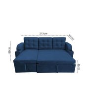 Casaliving Grance LHS 4 Seater Corner Sofa Cum Bed for Living Room with Storage (Blue Fabric) Premium Fabric Sofa