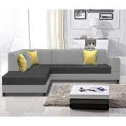 Rio 6 Seater L Shape Sofa for Living Room | Color - Black Grey Leatherette | Left Side Sofa