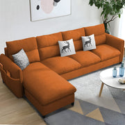 Andon 6 Seater L Shape Sofa Set for Living Room (Black Grey Fabric) Left Side Sofa