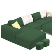 Badger RHS 8 Seater L Shape Sofa Set with Center Table for Living Room (Grey Fabric) Premium Fabric Sofa
