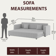 Cameron 3 Seater Sofa Cum Bed for Living Room (Grey Fabric) Premium Fabric Sofa