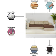Elvi RHS 6 Seater L Shape Sofa Set for Living Room (Cream Brown Fabric) Premium Fabric Sofa