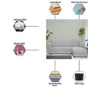 Fracher RHS 4 Seater L Shape Sofa Set for Living Room (Grey Fabric) Premium Fabric Sofa