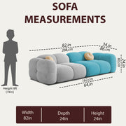 Casaliving Vetras Modern Velvet Bubble Cloud Sofa, Tufted Design Upholstered 3 Seater Sofa Set for Living Room,(Blue Colour) Premium Velvet Fabric Sofa