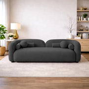 Getto Curved 3 Seater Cloud Sofa, Premium Design Upholstered 3 Seater Sofa Set for Living Room, (Black Colour) Premium Boucle Fabric Sofa