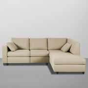 Dorian RHS 4 Seater L Shape Sofa Set for Living Room (Cream Fabric) Premium Fabric Sofa