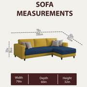 Oslo 4 Seater RHS L Shape Sofa Set for Living Room (Blue Yellow Fabric) Premium Fabric Sofa Set for Living Room