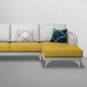 Falco RHS 4 Seater L Shape Sofa Set for Living Room (Yellow Grey Fabric) Premium Fabric Sofa