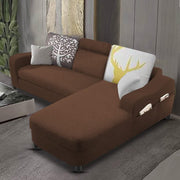 Amanda RHS 4 Seater L Shape,Sofa Set for Living Room (Brown Fabric)