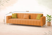 Velour Modern Velvet Sofa, Tufted Design Upholstered 3 Seater Sofa Set for Living Room, (Black Colour) Premium Velvet Fabric Sofa
