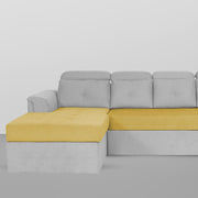 Elvi LHS 6 Seater L Shape Sofa Set for Living Room (Yellow Grey Fabric) Premium Fabric Sofa