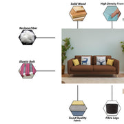 Duckby 3 Seater Sofa Set for Living Room (Black Colour) Premium Fabric Sofa