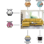 Lizel RHS 4 Seater L Shape Sofa Set for Living Room (Yellow Fabric) Premium Velvet Fabric Sofa