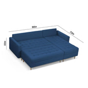Ashton RHS 4 Seater L Shape Sofa Set with Center Table for Living Room (Blue Fabric) Premium Fabric Sofa