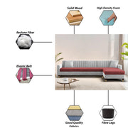 Garcia LHS 6 Seater L Shape Sofa Set for Living Room (Black Grey - Colour) Premium Fabric Sofa Set