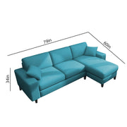 Martin 4 Seater RHS L Shape Sofa Set for Living Room (Turquise Colour Fabric)