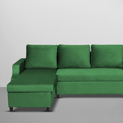 Asper LHS 4 Seater L Shape Sofa Set for Living Room (Green Fabric) Premium Fabric Sofa