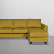 Danver RHS 4 Seater L Shape Sofa Set for Living Room (Yellow Fabric) Premium Fabric Sofa