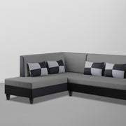 Nordy LHS 6 Seater L Shape Sofa Set for Living Room (Dark Grey Black Colour) Premium Fabric Sofa Set