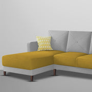 Swaloni LHS 6 Seater L Shape Sofa Set for Living Room (Yellow Grey) Premium Fabric Sofa