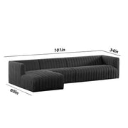 Rowan LHS 6 Seater L Shape Sofa Set for Living Room (Black Fabric) Premium Fabric Sofa