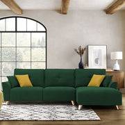 Antonio RHS 4 Seater L Shape Sofa Set for Living Room (Green Premium Fabric)