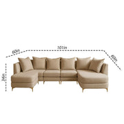 Zoe 8 Seater U Shape Sofa Set for Living Room (Black Grey Colour) Premium Fabric Sofa Set Living Room