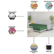Linus RHS 4 Seater L Shape Sofa Set for Living Room (Green Grey Fabric) Premium Fabric Sofa