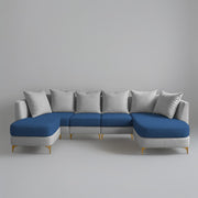 Zoe 8 Seater U Shape Sofa Set for Living Room (Black Grey Colour) Premium Fabric Sofa Set Living Room
