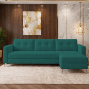 Casaliving Flexora Modern Velvet Fabric Upholstered 3 Seater Sofa Set with Ottoman for Living Room, Premium Velvet Fabric Sofa (Black Colour)