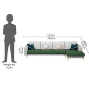 Falco RHS 6 Seater L Shape Sofa Set for Living Room (Green Grey Fabric) Premium Fabric Sofa