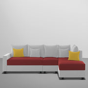 Inclair RHS 6 Seater L Shape Sofa Set for Living Room (Maroon Grey Fabric) Premium Fabric Sofa