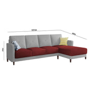 Swaloni RHS 6 Seater L Shape Sofa Set for Living Room (Maroon Grey) Premium Fabric Sofa