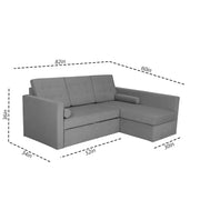 Megan RHS 4 Seater L Shaped Sofa Cum Bed for Living Room (Dark Grey Fabric) Premium Fabric Sofa