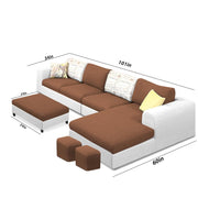 Badger RHS 8 Seater L Shape Sofa Set with Center Table for Living Room (Grey Fabric) Premium Fabric Sofa