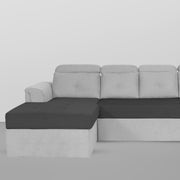 Elvi LHS 6 Seater L Shape Sofa Set for Living Room (Black Grey Fabric) Premium Fabric Sofa