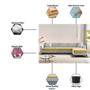 Garcia LHS 6 Seater L Shape Sofa Set for Living Room (Black Grey - Colour) Premium Fabric Sofa Set