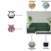 Fracher LHS 4 Seater L Shape Sofa Set for Living Room (Green Fabric) Premium Fabric Sofa