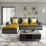 Delton LHS 4 Seater L Shape Sofa Set for Living Room (Yellow Grey) Premium Fabric