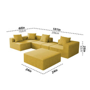Sheron U Shaped Compressed Sofa Set for Living Room with Spacious Boucle Couch Set Living Rooms, (Yellow Fabric) Premium Fabric U Shape Sofa for Living Room