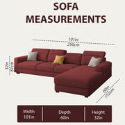 Orion RHS 6 Seater L Shape Sofa Set for Living Room (Maroon Colour) Premium Fabric Sofa