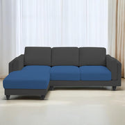 Casaliving Logan RHS 4 Seater L Shape Sofa Set for Living Room (Blue Black Fabric) Premium Fabric Sofa